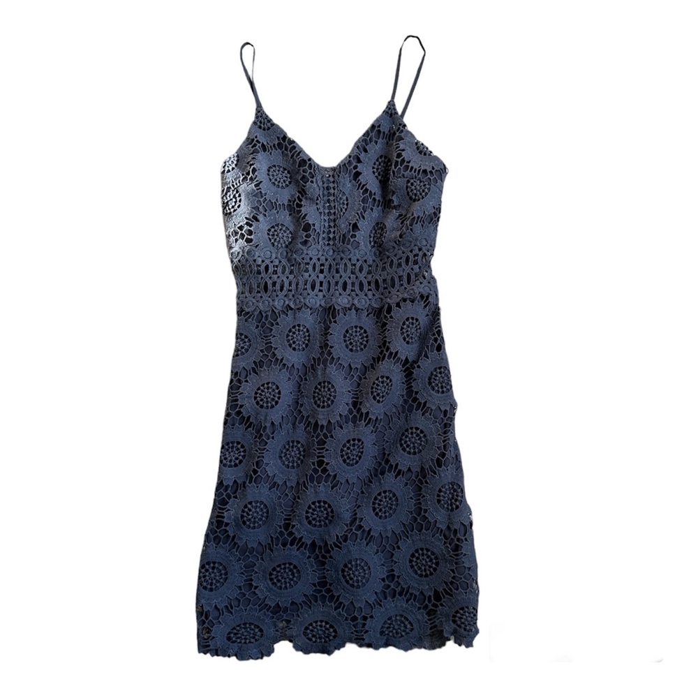 Aqua Midi Lace dress body-con/Crochet/Navy, Size M Women Fashion